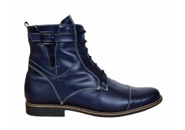 Ghete barbati casual din piele naturala imblanite Bleumarin - GBOND2BL
